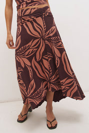 Farah Draped Skirt Flowy Leaf