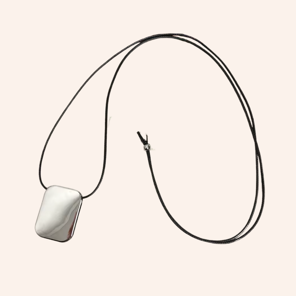 Zora Square Pendant Necklace Chrome