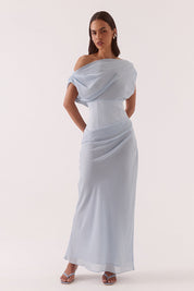 Ada Off Shoulder Dress - Whisper Blue