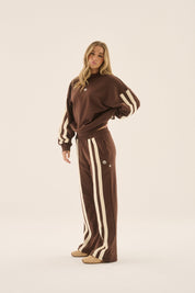 AJ Logo Stripe Trackpant Chicory Coffee