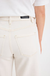 Zoey Ecru Petite High Rise Wide Leg Pocket Jean