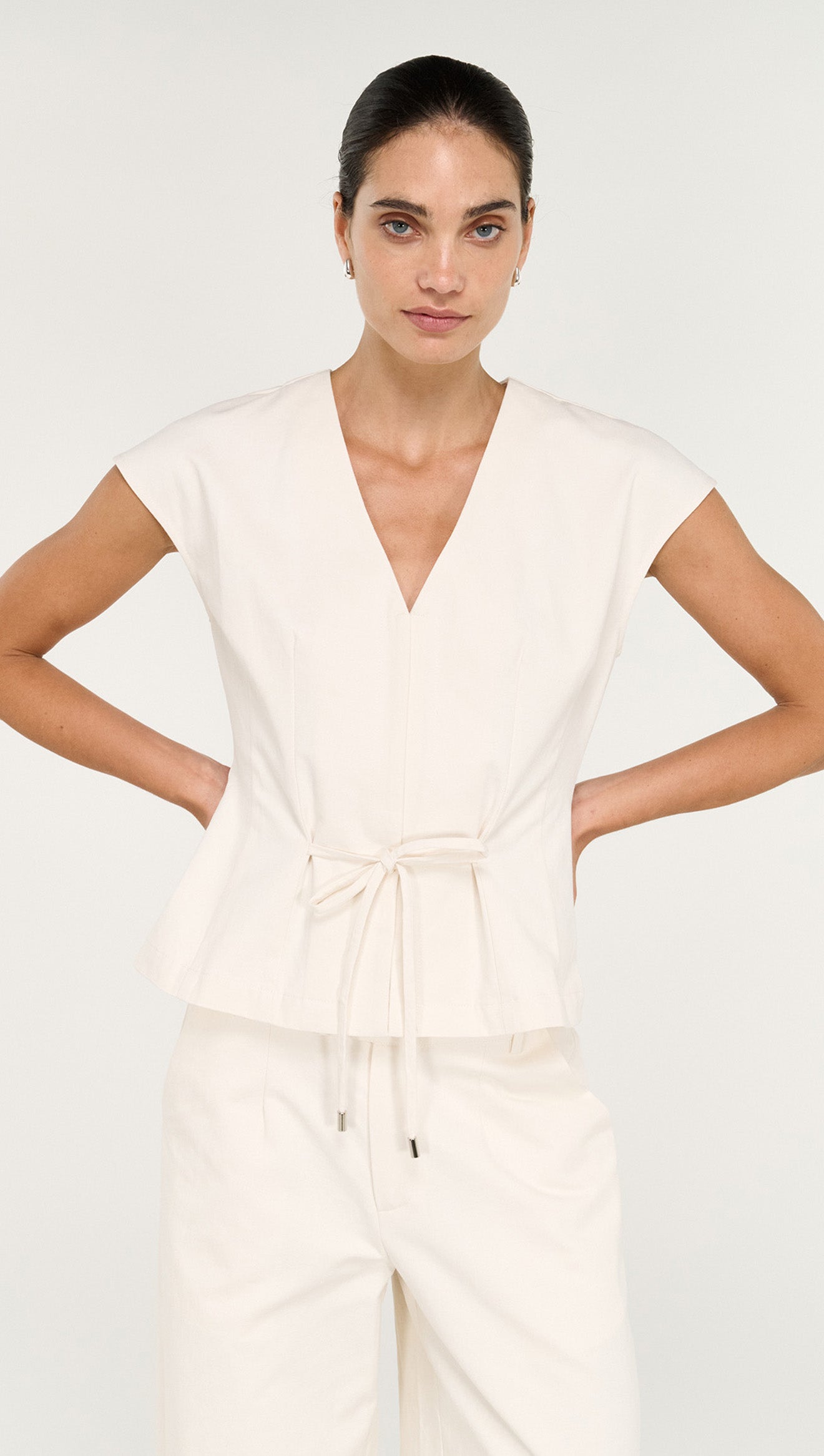 Roselle Tie Front Top