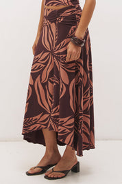 Farah Draped Skirt Flowy Leaf
