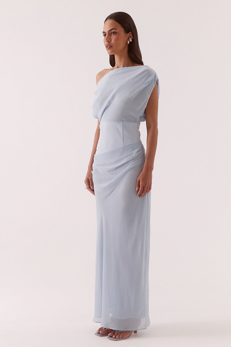 Ada Off Shoulder Dress - Whisper Blue