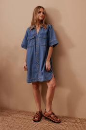 Sammy Relaxed Shirt Dress Fresh Indigo