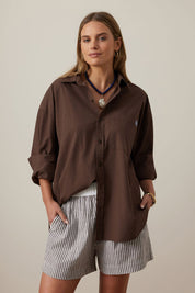 Peta Oversized Shirt Brunette Brown