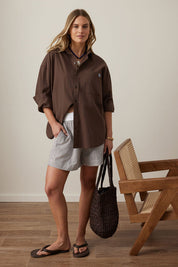Peta Oversized Shirt Brunette Brown