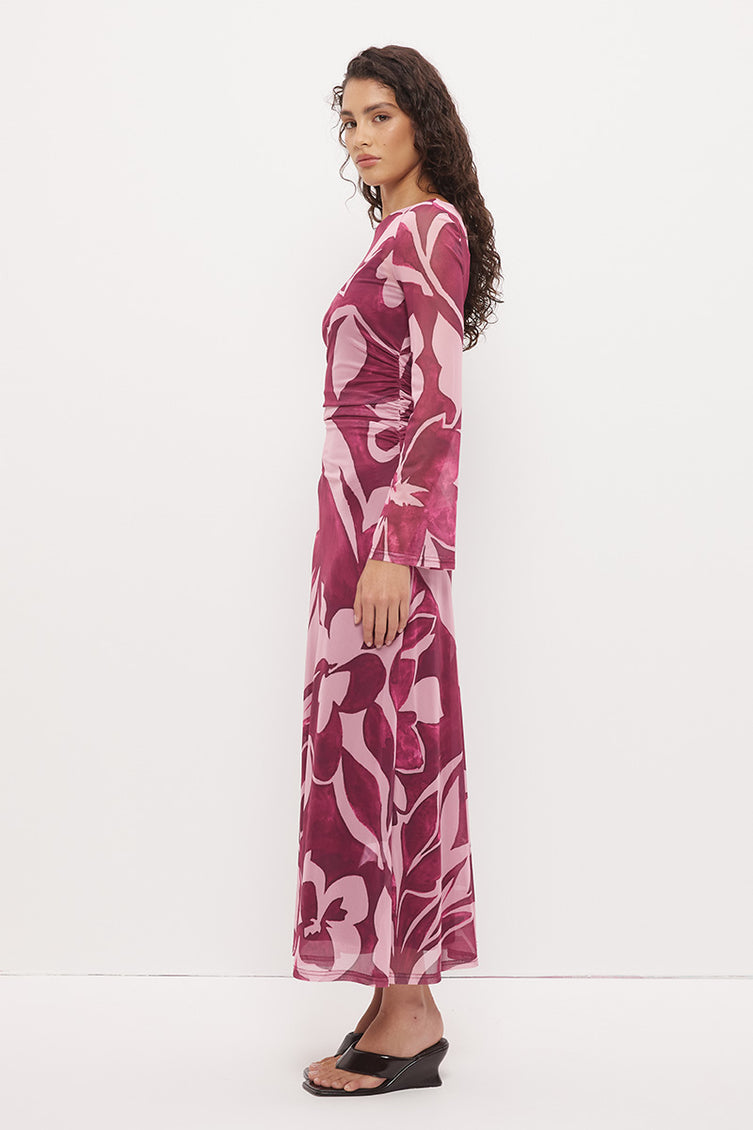 Peta Sheer Maxi Dress Painterly Floral