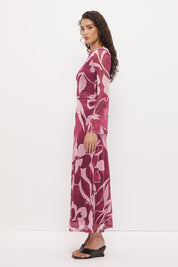 Peta Sheer Maxi Dress Painterly Floral
