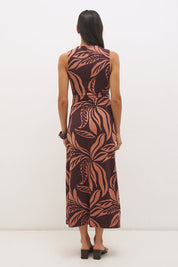 Farah Ruched Dress Flowy Leaf