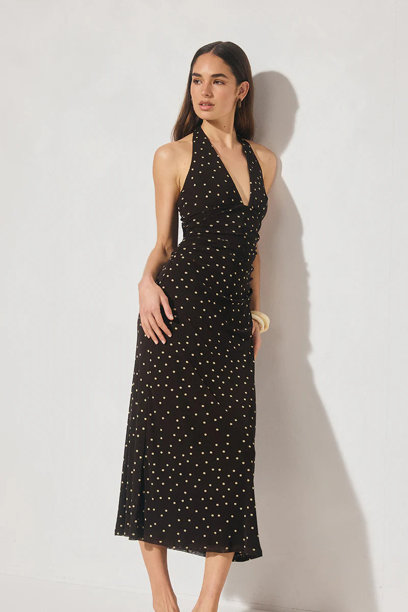 Halston Dress Chocolate Polka Dot