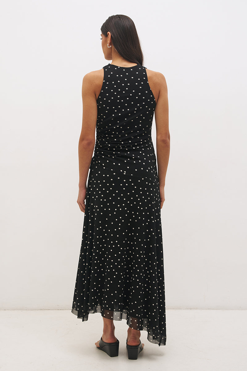 Vesper Spot Dress Black Base Polka Dot