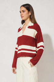 Cosmo Knit Jumper Burgundy Cream Stripe