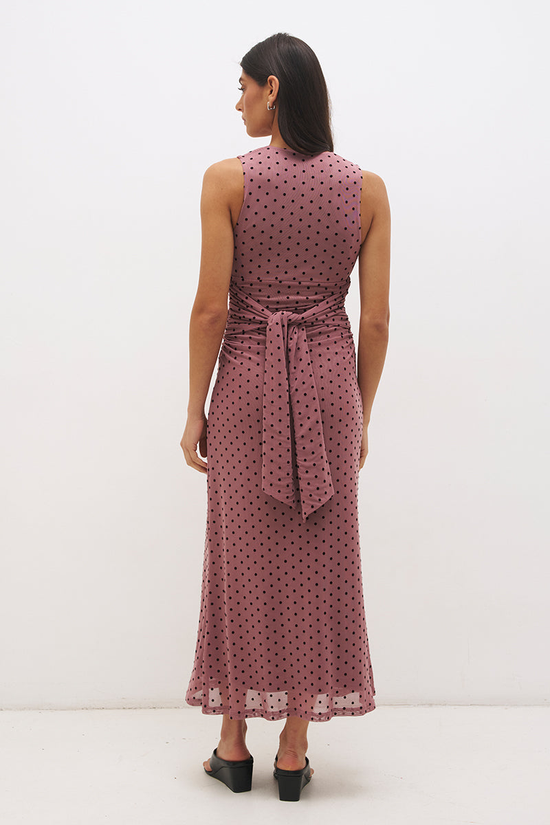 Sonata Spot Dress Rosewood And Black
