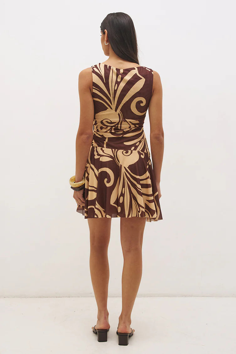 Tamarind Mini Dress Cacao Floral