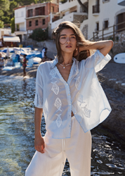 Sardine Embroidered Blouse - Blue
