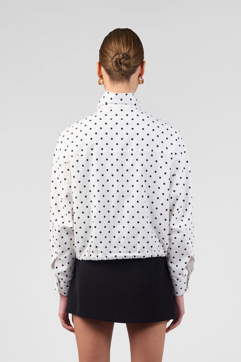 Funnel Neck Bomber Jacket White