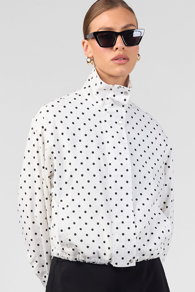 Funnel Neck Bomber Jacket White