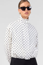 Funnel Neck Bomber Jacket White