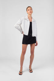 Funnel Neck Bomber Jacket White