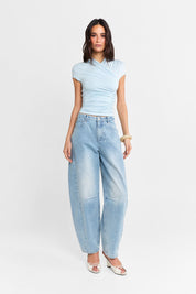 Adalia Cap Sleeve Top | Powder Blue