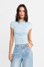 Adalia Cap Sleeve Top | Powder Blue