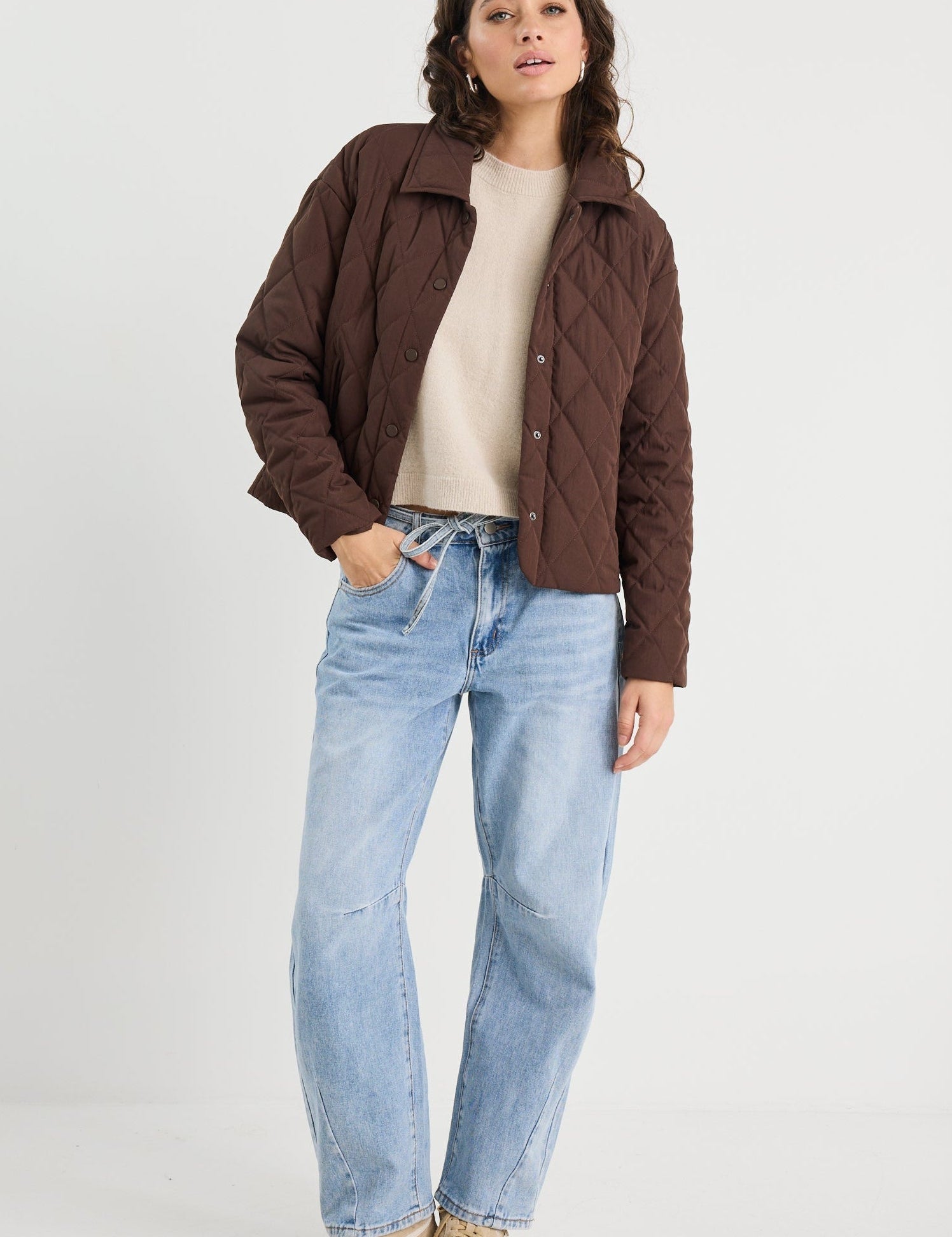 AbsoluteChocolateQuiltedJacket_CampusLightBlueBarrelJean2.jpg