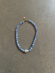Blue Stone & Freshwater Pearl Necklace