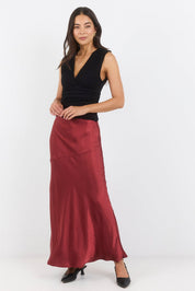 Liberal Paprika Satin Bias Maxi Skirt