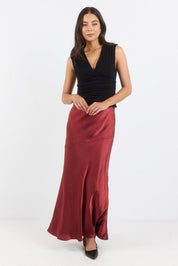 Liberal Paprika Satin Bias Maxi Skirt