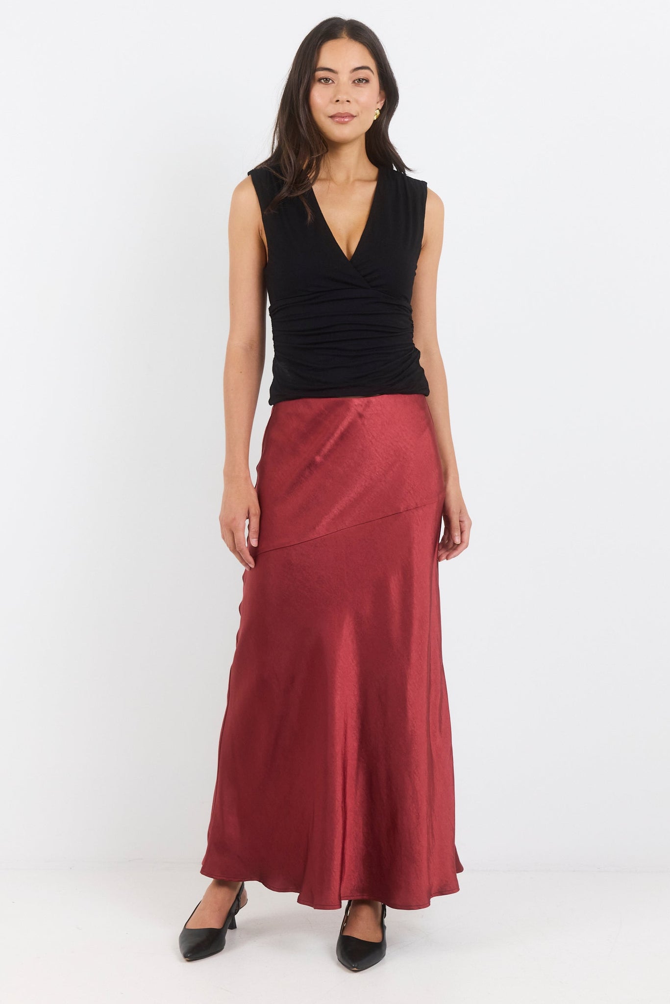 Liberal Paprika Satin Bias Maxi Skirt