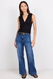 Connect Black Jersey Cross Front Top
