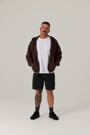 Remy Zip Through Fleece Hoody Vintage Dark Truffle