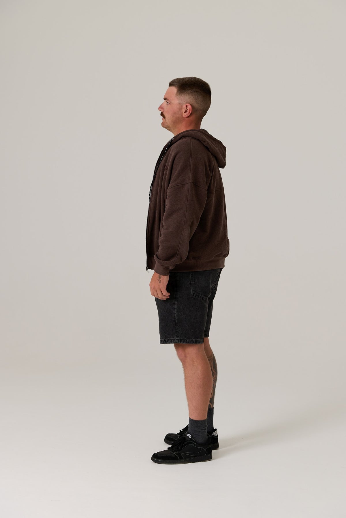 Remy Zip Through Fleece Hoody Vintage Dark Truffle