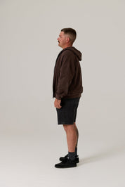 Remy Zip Through Fleece Hoody Vintage Dark Truffle