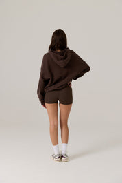 Remy Zip Through Fleece Hoody Vintage Dark Truffle