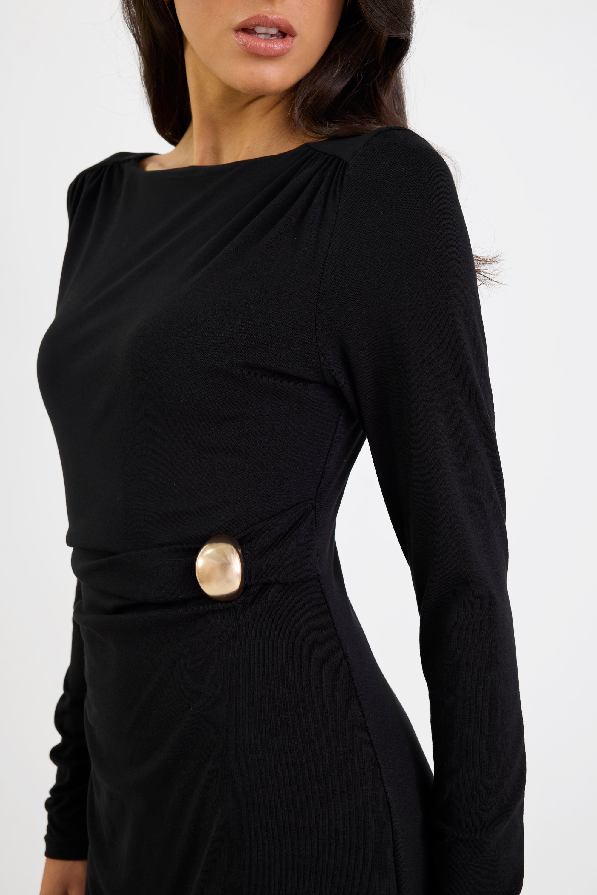 Course Black Cross Front LS Maxi Dress