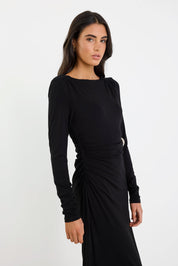 Course Black Cross Front LS Maxi Dress