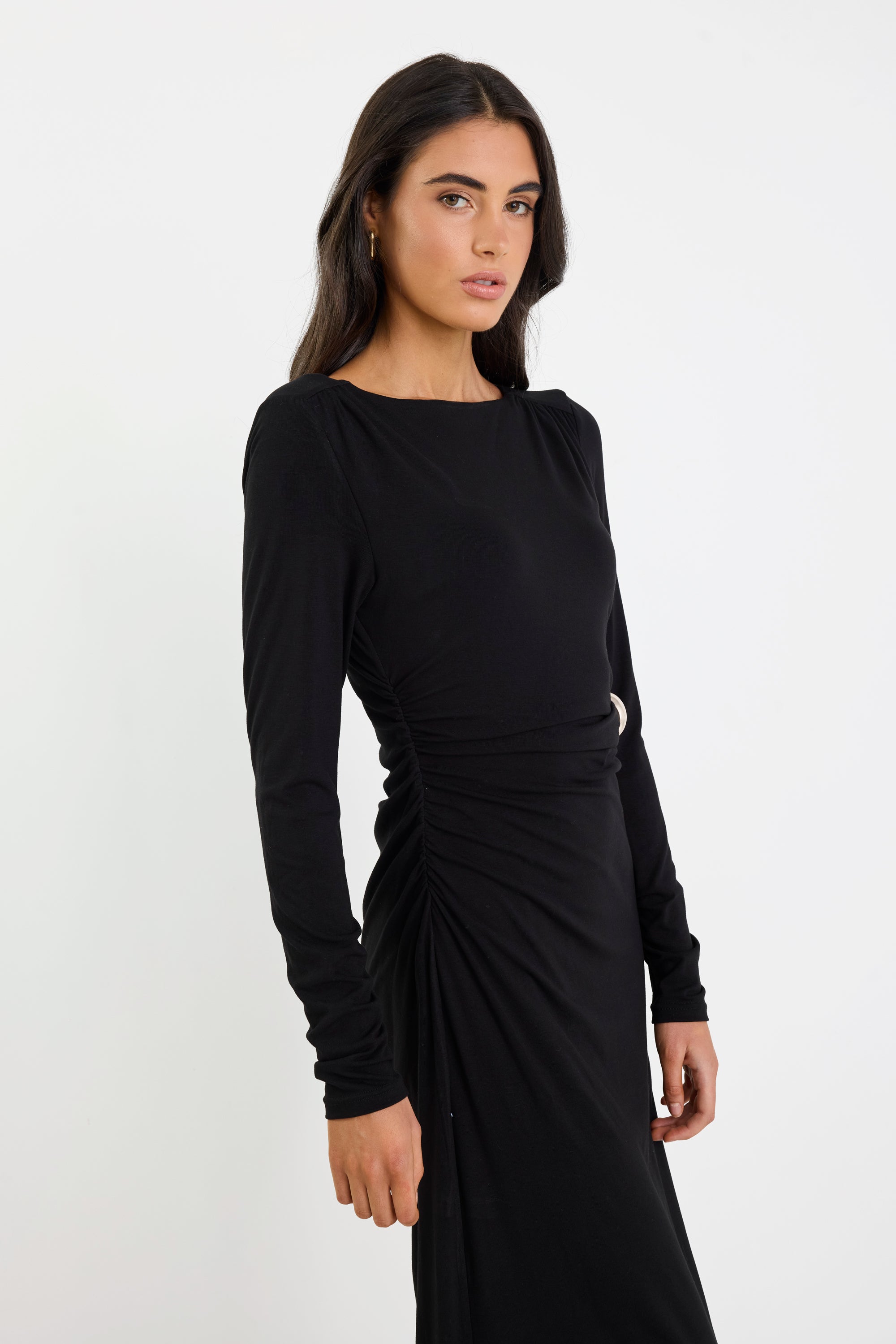 Course Black Cross Front LS Maxi Dress