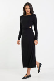 Course Black Cross Front LS Maxi Dress