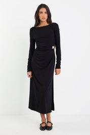 Course Black Cross Front LS Maxi Dress