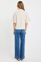 Fasten Natural Linen Tie Front Shirt