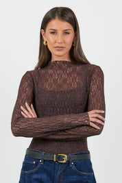 Giving Chocolate Lace Long Sleeve Top