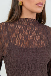 Giving Chocolate Lace Long Sleeve Top