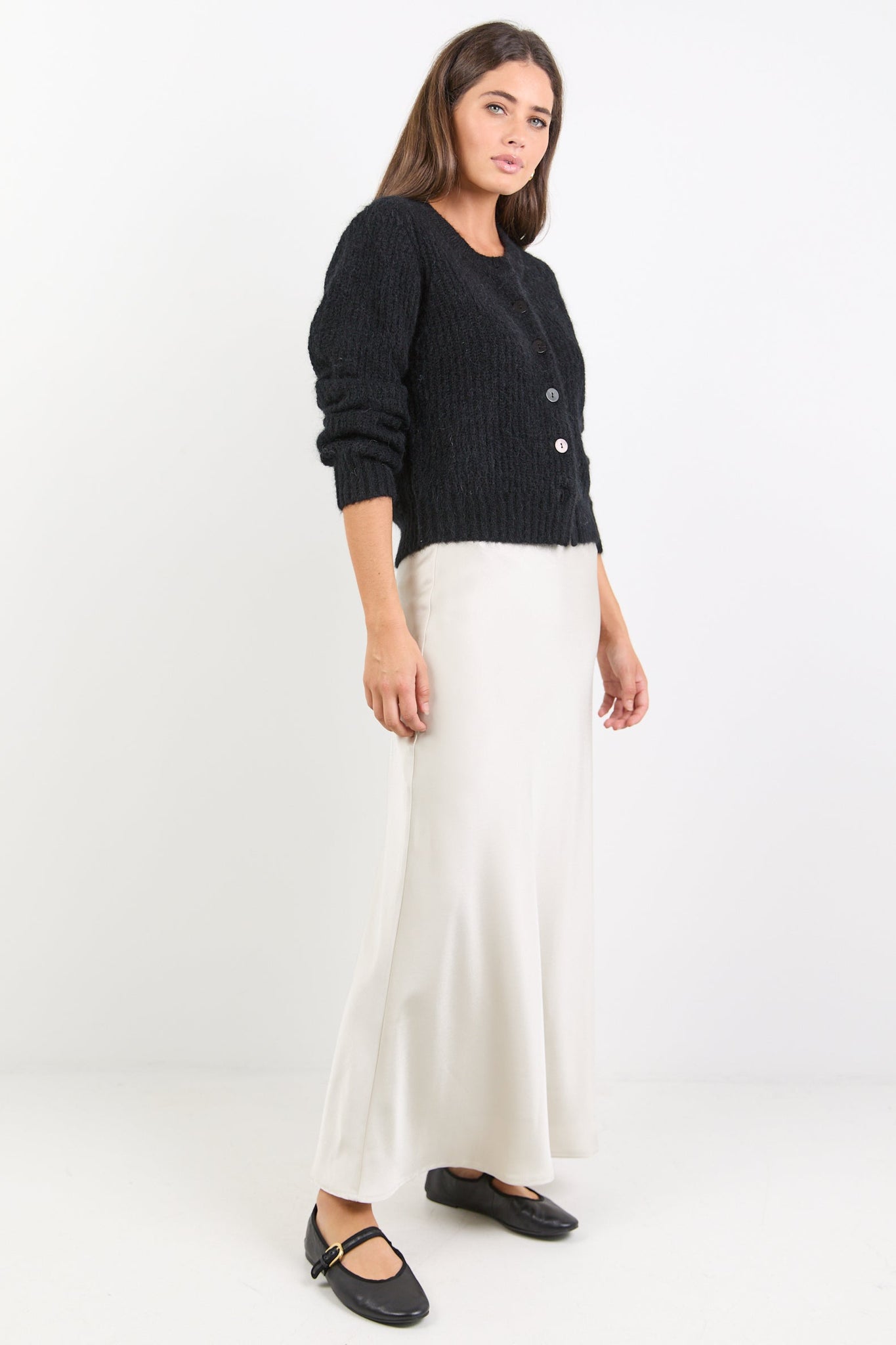 Prodigy Pearl Satin Bias Maxi Skirt