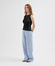 Buttoned Knit Tank - Black