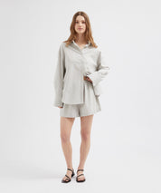 Striped Linen Shorts - White Stripe