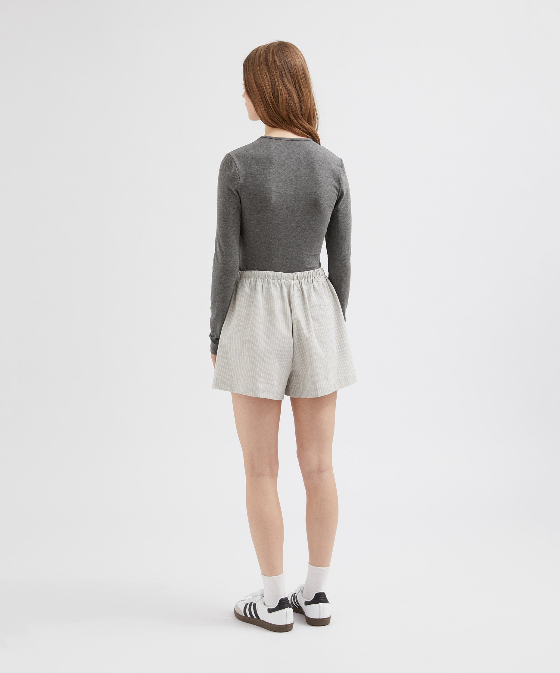 Striped Linen Shorts - White Stripe