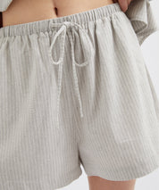 Striped Linen Shorts - White Stripe