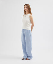 Buttoned Knit Tank - White